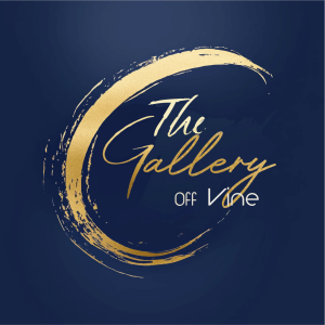 The Gallery off Vince Golden Brushstroke on Midnight Blue Background Logo